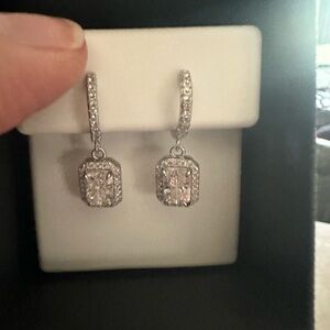 Sparkling Silver Moissanite Drop Earrings